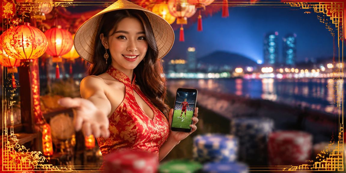 Thanh niên tại chợ đêm Vũng Tàu xem tỷ lệ kèo thể thao trên điện thoại buổi tối